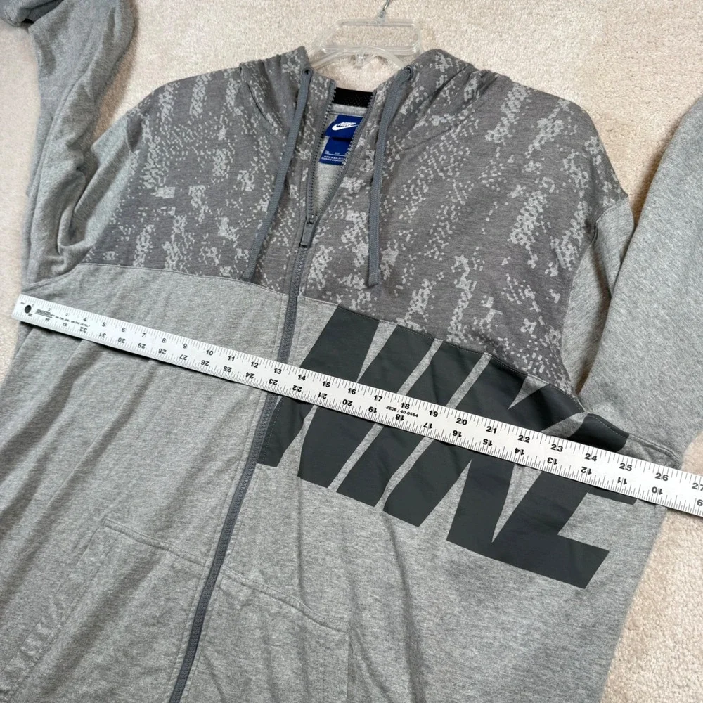 Nike Full Zip Hoodie Mens 3XL Grey Graphic Pixelated Lightweight Sportswear